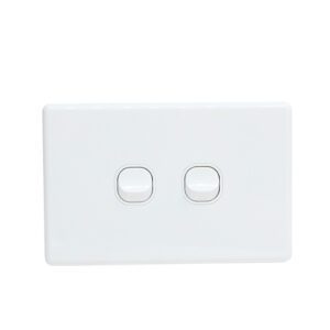 OHM 2-Gang 10A Switch Bevelled Edge - White
