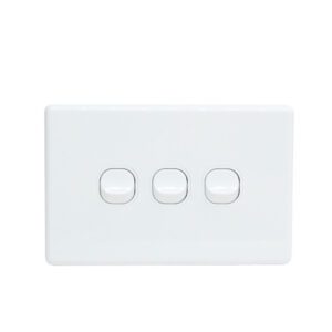 OHM 3-Gang 10A Switch Bevelled Edge - White
