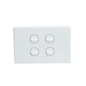 OHM 4-Gang 10A Switch Bevelled Edge - White