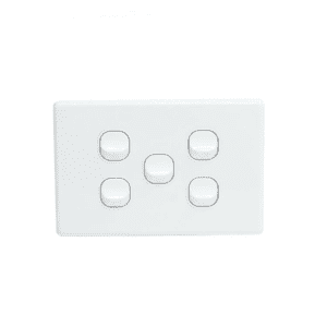 OHM 5-Gang 10A Switch Bevelled Edge - White